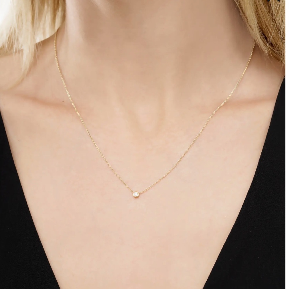 Bony Levy Petite Solitaire Diamond 14K g Gold necklace - Picture 2 of 8